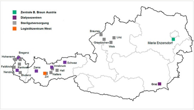 B. Braun-Standorte in Österreich